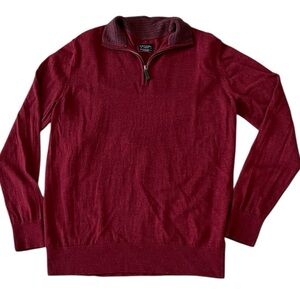 UNTUCKit‎ Sweater Men’s Med Belguardo Red Merino Wool Knit Quarter Zip Pullover